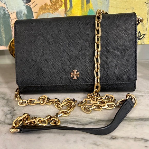 Tory Burch Handbags - Tory Burch Black Crossbody Bag with Gold Chain